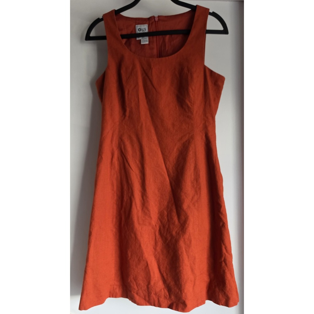Gigi by Gillian Sleeveless Maxi Dress Size 4 Orange Solid Linen Cotton Vintage